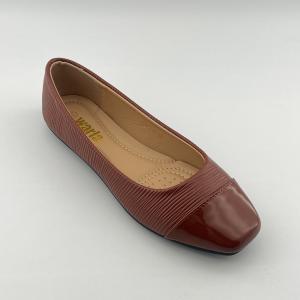 Color-Block Patent Leather Low-Cut Square-Toe Flat Shoes