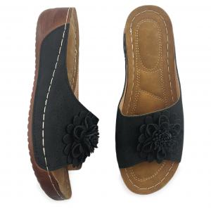 Fashionable Outer-wear Non-slip Wedge Open-toe Flower Slide Sandals