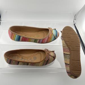 Rainbow Woven Women's Single-layer Shoes with Bowknot, Flat-soled