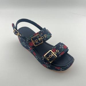 Thick-Soled Wedge Printed Sandals with Extra-High Platform and Open Toe